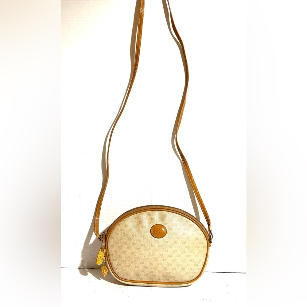 Gucci vintage monogram micro crossbody canvas/ leather bag